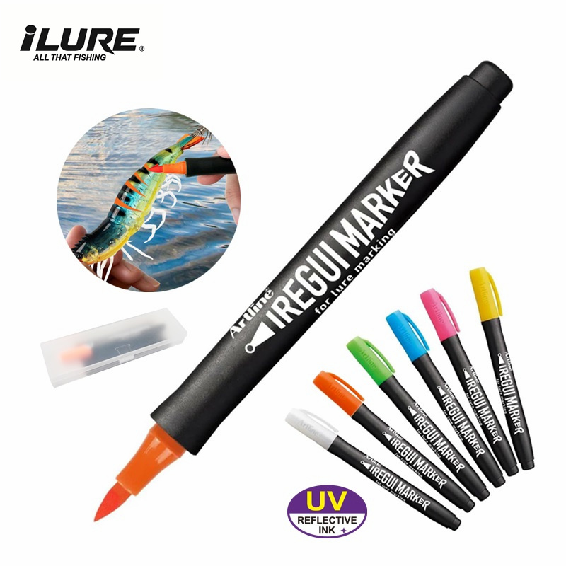 Fishing Lure Kit - ปากกาสีเรืองแสง UV สำหรับตกปลา อุปกรณ์ตกปลาใหม่ สำหรับทำเครื่องหมายเหยื่อปลอมแบบนิ่มและแข็ง เหยื่อปลาหมึก
