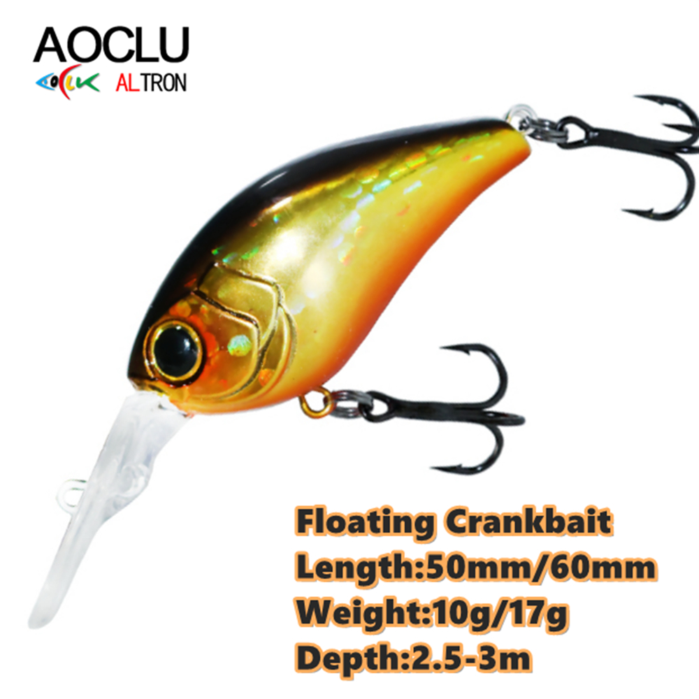 Fishing Lure Topwater - Aoclu เหยื่อล่อแบบแข็ง50มม. 10ก. 60มม. 17ก. ความลึกของนักดำน้ำลึก2.5-3ม.
