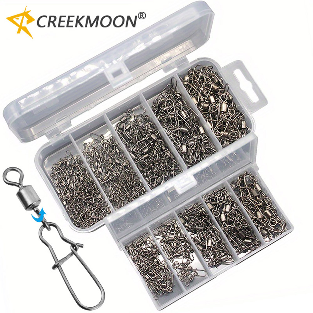 Fishing Lure Kit - 95/210 ชิ้นชุดอุปกรณ์เชื่อมต่อชุดอุปกรณ์ตกปลา 2-10 # ตัวหมุนสแตนเลสแบบมีลูกปืนพร้อมห่วงเกี่ยวสำหรับอุปกรณ์ตกปลา