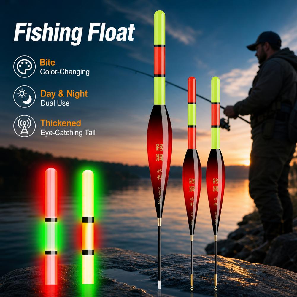 Fishing Lure Topwater - ทุ่นตกปลาแบบเลื่อนเรืองแสง โดดเด่นสะดุดตา เปลี่ยนสีตามการกัดของปลา ใช้งานได้ทั้งกลางวันและกลางคืน สำหรับตกปลาด้วยเหยื่อปลอม