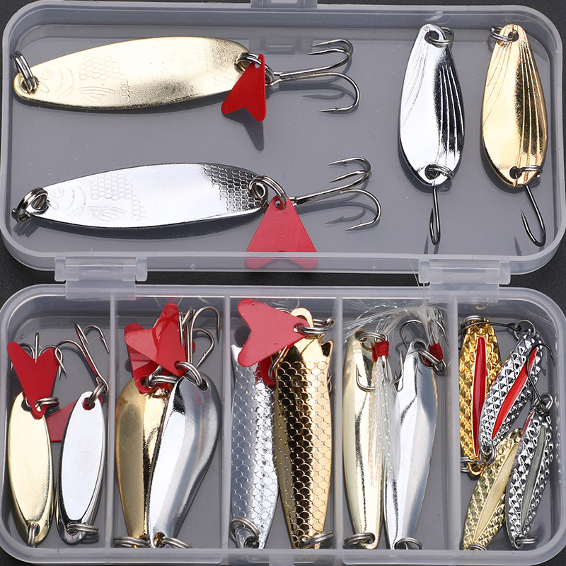 Fishing Lure Spoon - ชุดเหยื่อตกปลา 16 ชิ้น ชุดเหยื่อจิ๊กกิ้ง เหยื่อโลหะ สำหรับปลาแบส