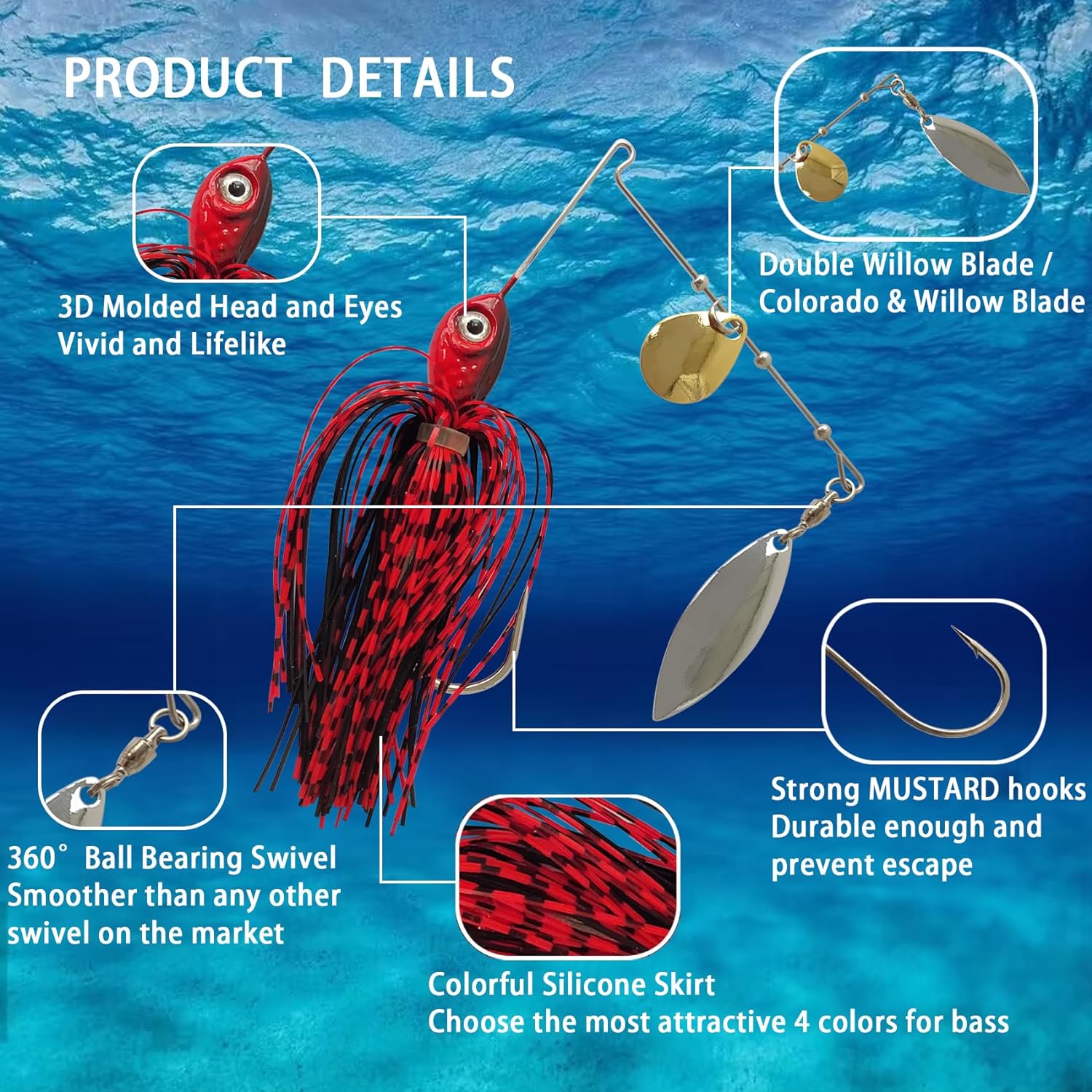 Eupheng Spinner เหยื่อช้อนลวดเ - Fishing Lure Buzzbait บทวิจารณ์และราคา