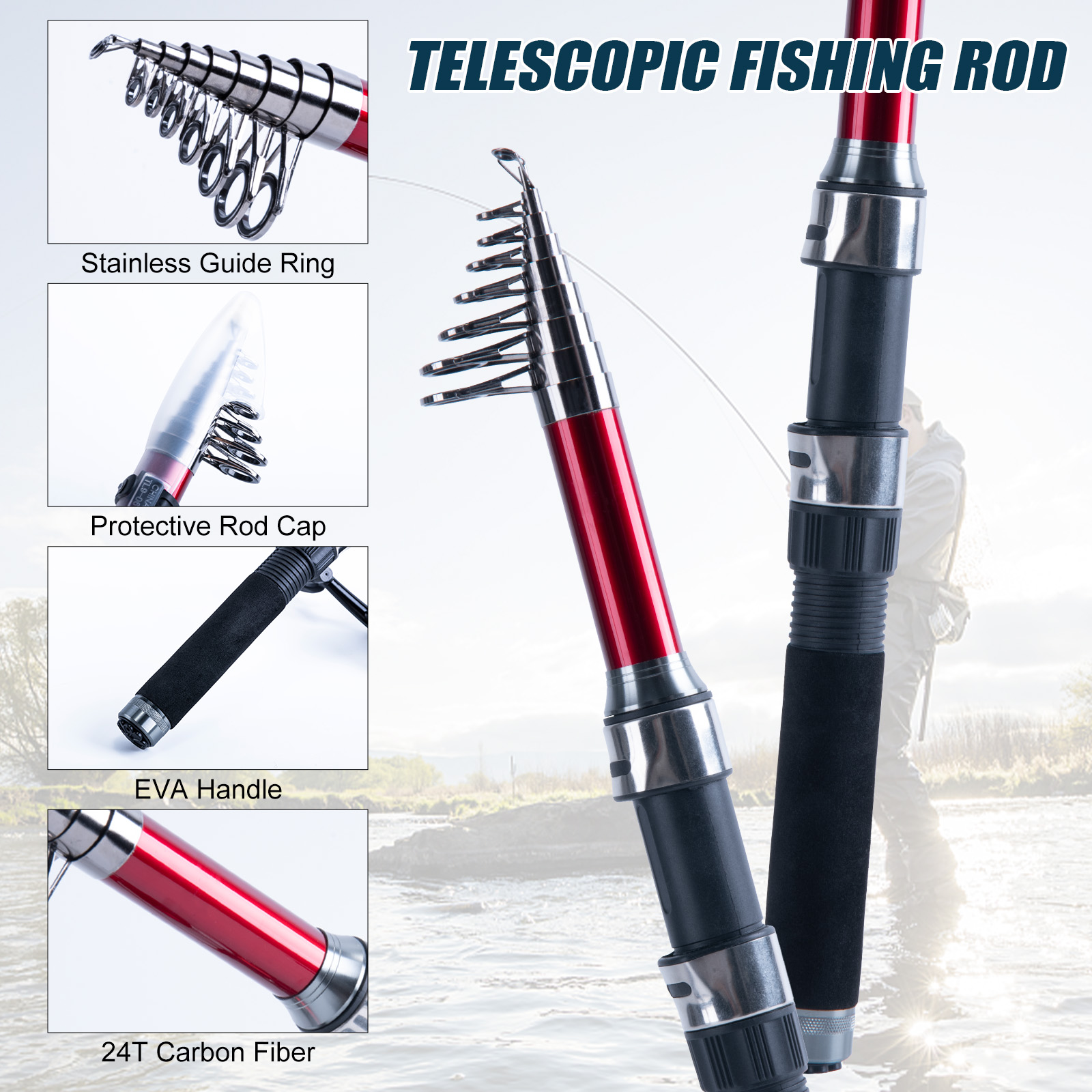 ชุดคันเบ็ดและรอกตกปลาแบบยืดหดไ - Fishing Lure Spinner บทวิจารณ์และราคา