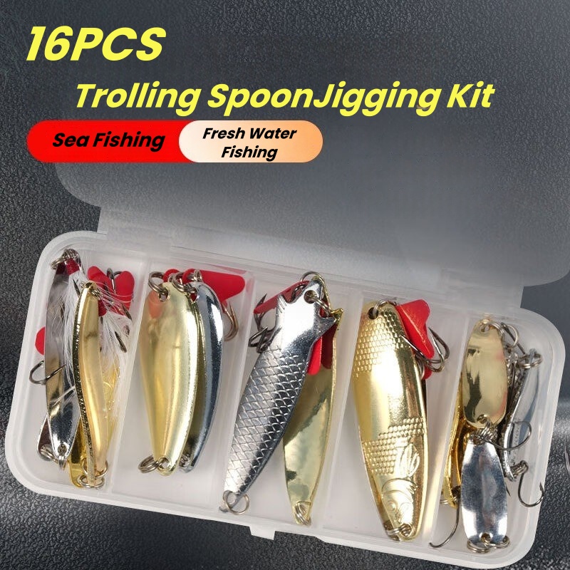 ชุดเหยื่อตกปลา 16 ชิ้น ชุดเหยื - Fishing Lure Spoon บทวิจารณ์และราคา