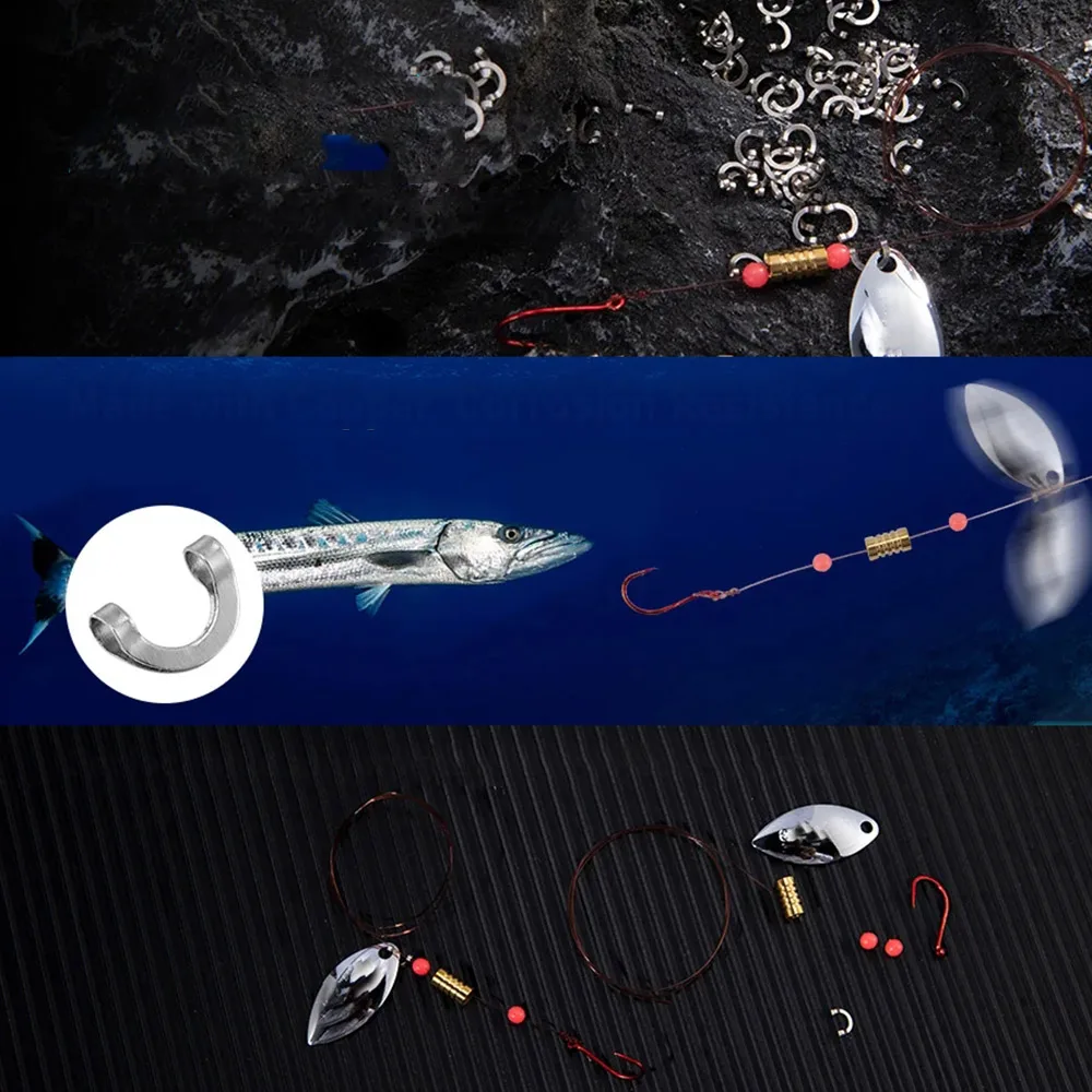 100 ชิ้นตกปลา U รูปคลิปคงที่ตก - Fishing Lure Spinner บทวิจารณ์และราคา
